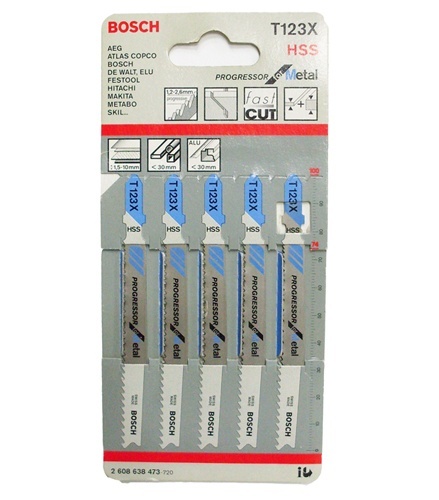 보쉬 직소날 T-123X 철재,알루미늄,프로파일,파이프 5P